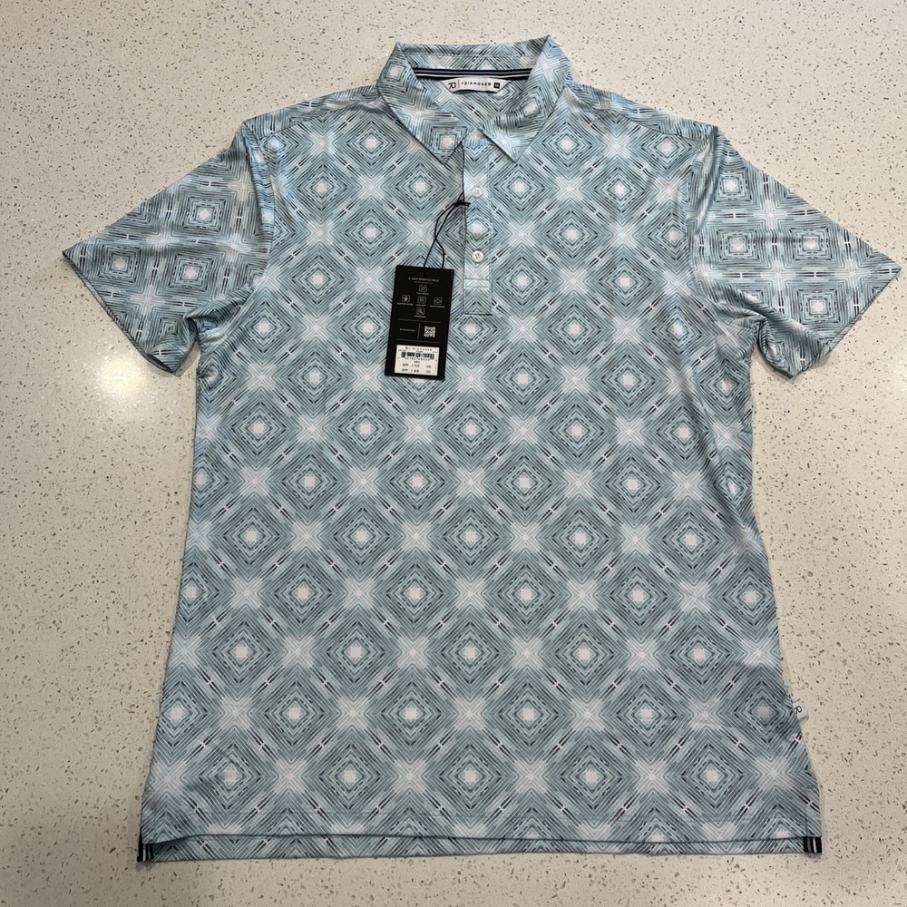 7 DIAMONDS Polo Shirt Polaris Polyester Spandex 4-Way Stretch MEDIUM NWT